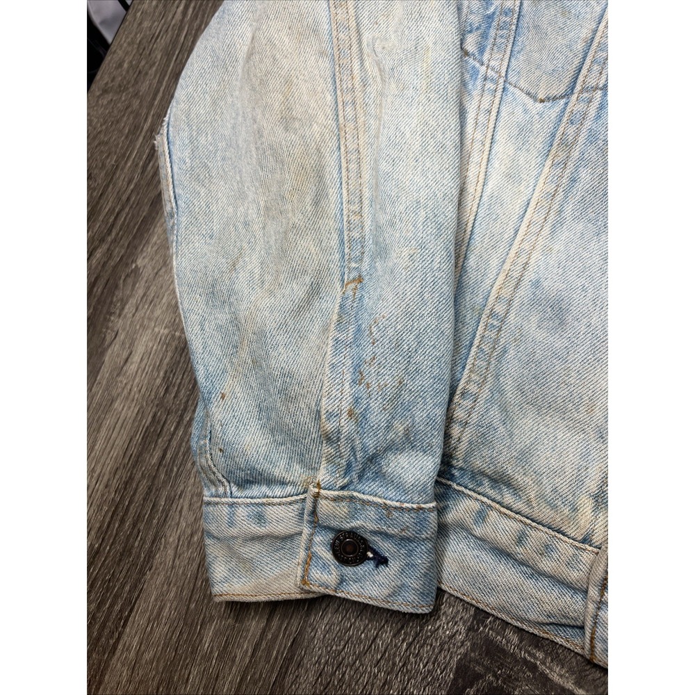Levi's VTG 70s Denim Trucker Jacket Sz 44 Type 3 70505 0214 Light Wash Thrashed! - Picture 8 of 16